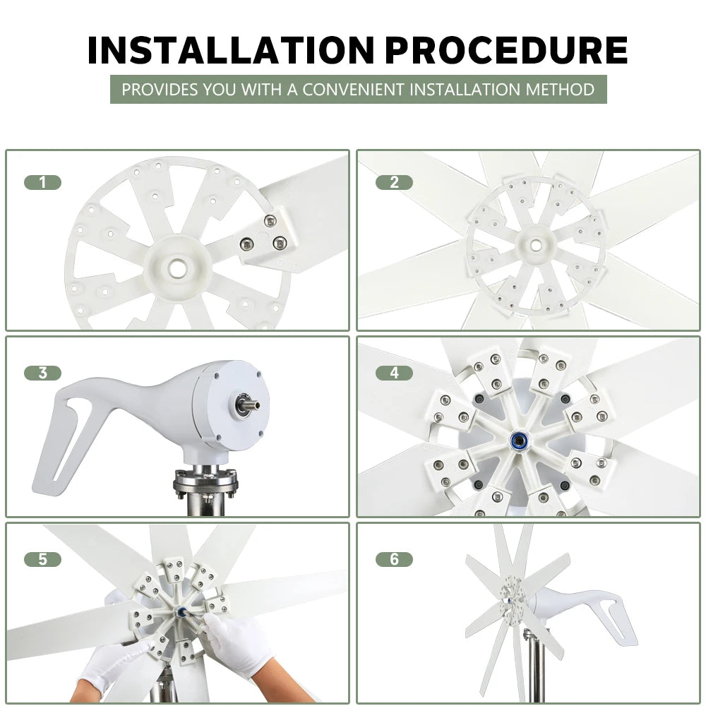 1000W Wind Turbine Generator 12V 24V 48V With MPPT Charge Controller Power Magnetic Dynamo Free Energy Windmill Home Use