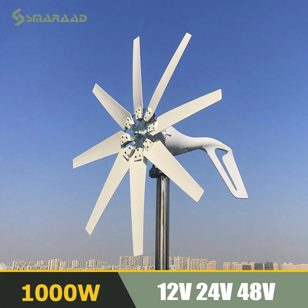1000W Wind Turbine Generator 12V 24V 48V With MPPT Charge Controller Power Magnetic Dynamo Free Energy Windmill Home Use