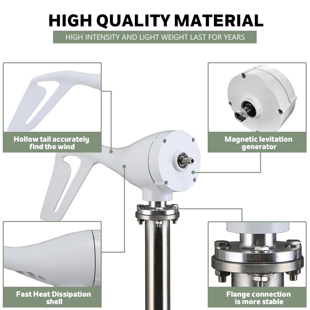 1000W Wind Turbine Generator 12V 24V 48V With MPPT Charge Controller Power Magnetic Dynamo Free Energy Windmill Home Use