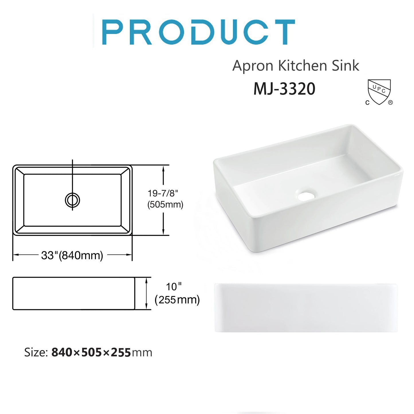 Farmhouse Kitchen Sink,,Reversible Single/Double Bowl - White