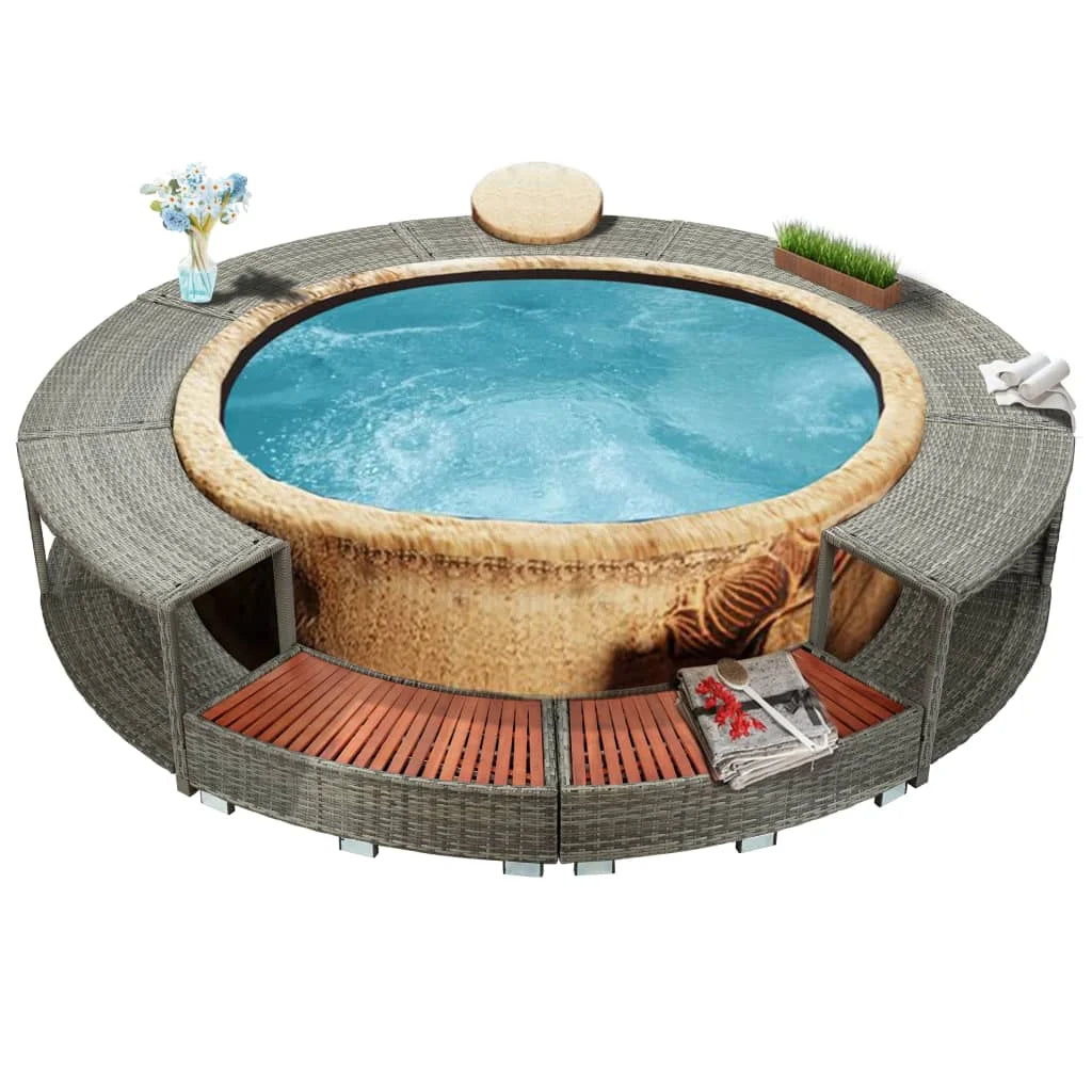 Hot Tub Surround Grey Poly Rattan. - Two Brothers DIY Store