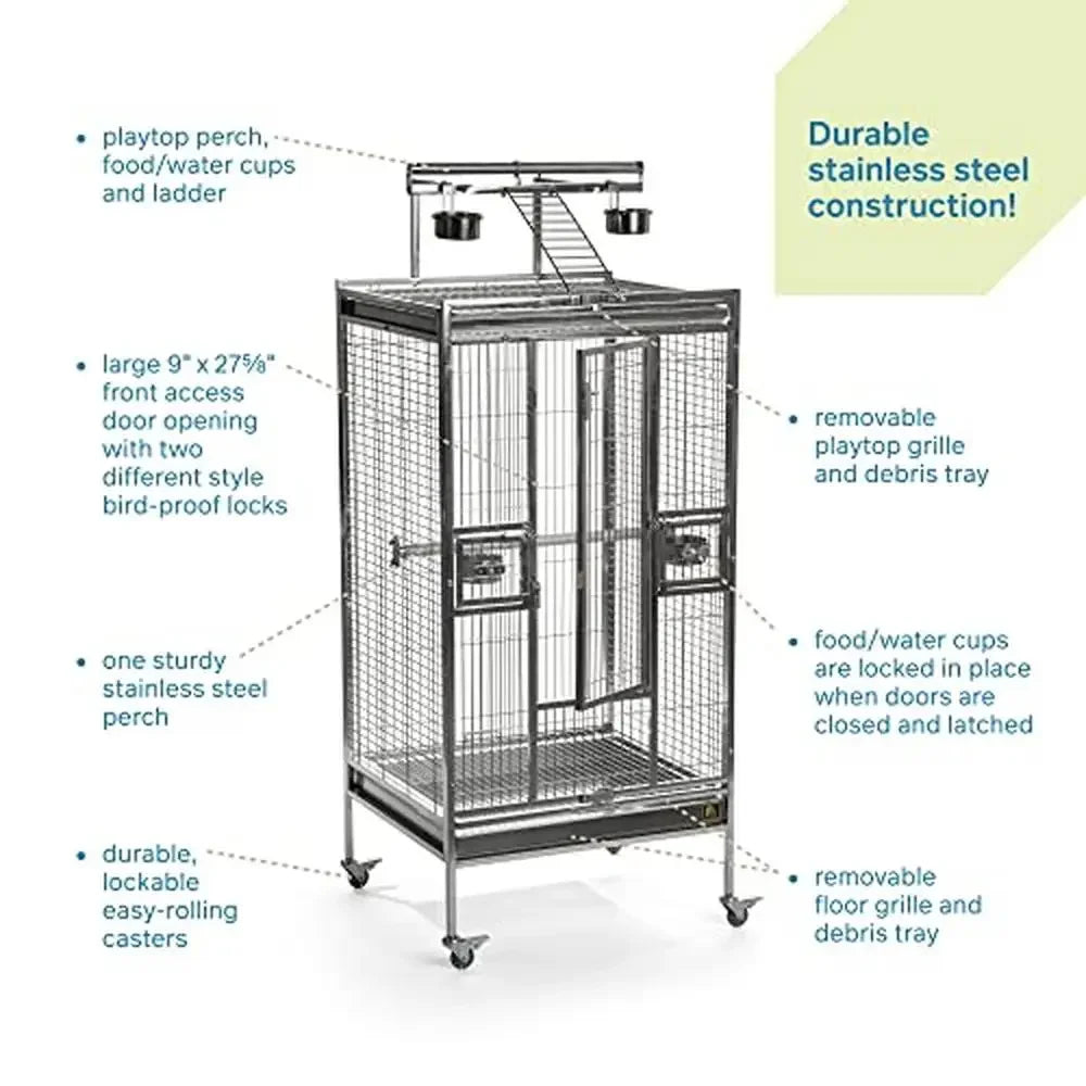 Stainless Steel Play Top Bird Cage - Two Brothers DIY Store