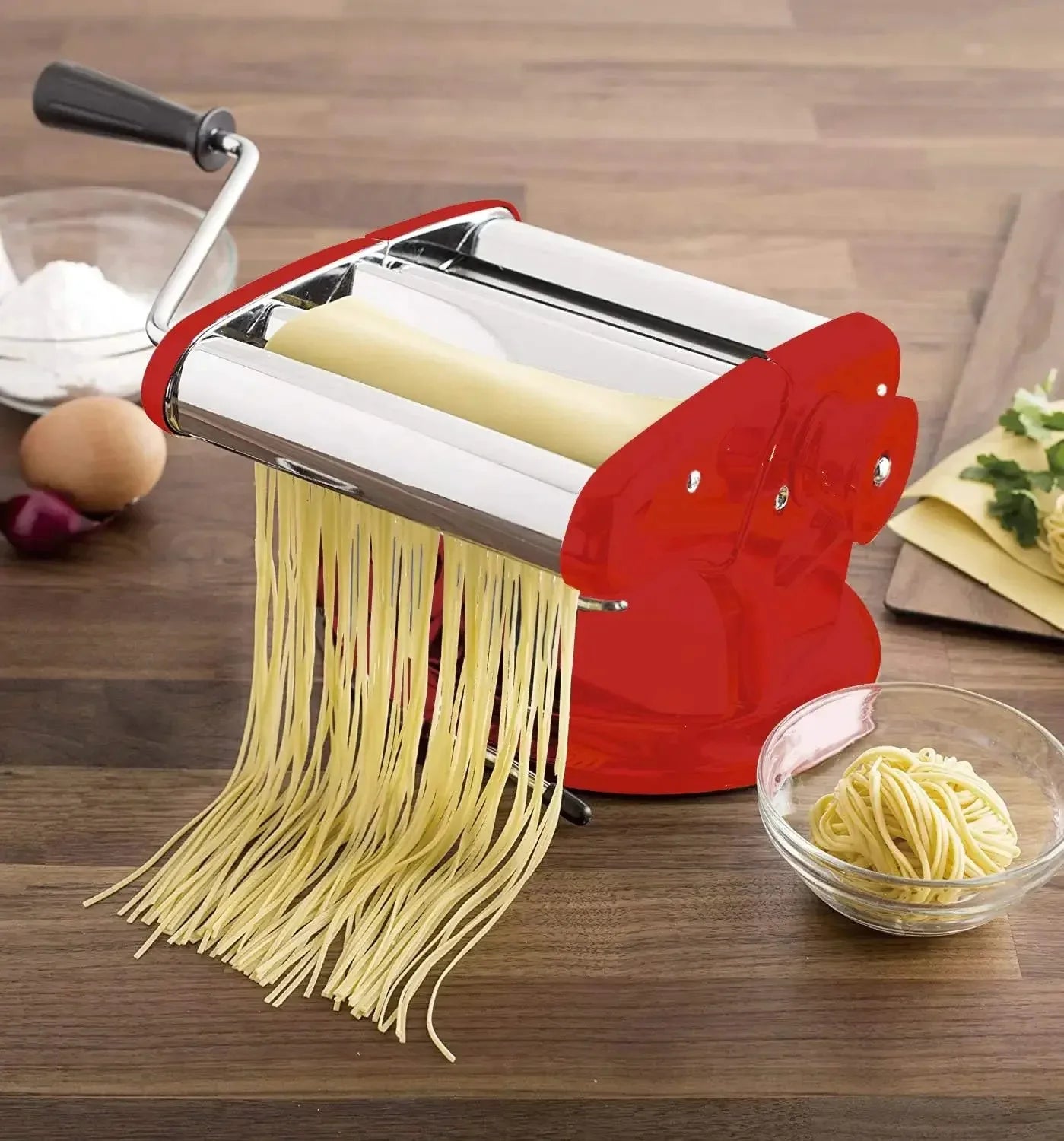 Ultimate Pasta Machine - Unique Patented Suction Base for No-Slip Use of Stainless Steel Pasta Roller Machine - 150