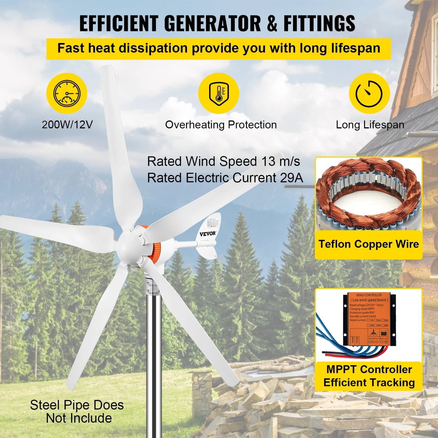 Wind Turbine Generator 300W 400W 500W With MPPT/Charge Controller Windmill RV Yacht Farm Small Wind Generator Home Use