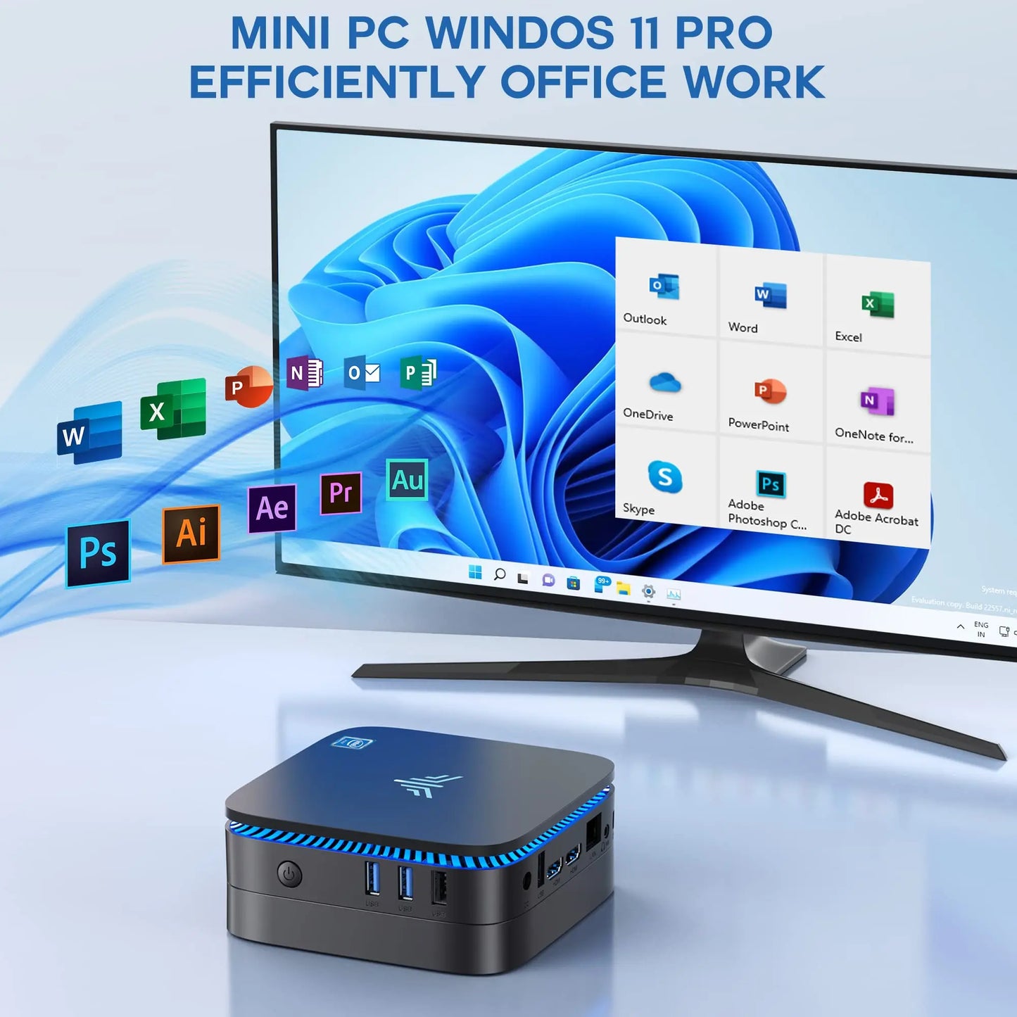 AK1PRO Mini PC Celeron N5105 2.9GHz 16GB RAM 512GB SSD M.2 Micro Desktop Computer 4K UHD HDMI X 2 for Business