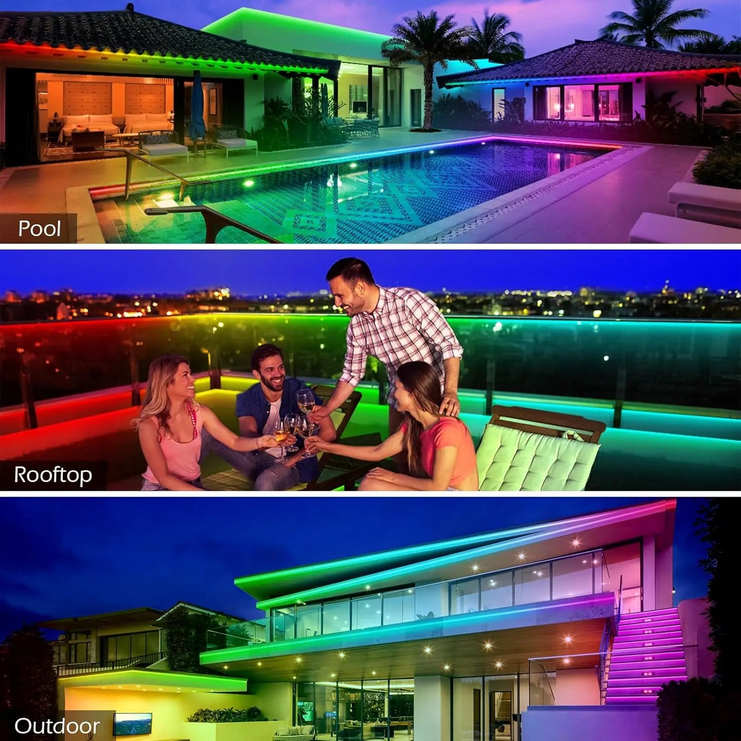 400ft Outdoor LED Strip Lights Waterproof,IP68 Outside Led Light Strips Waterproof with Bluetooth App Remote Control