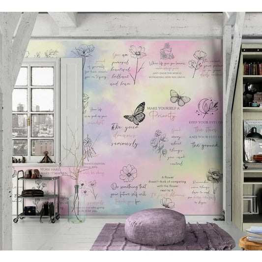 Self Care Meditation Quote. Bedroom Decor. Mental Health Wall Mural. Positive Quote Motivational Life Coach,9ft Tall X 16ft Wide