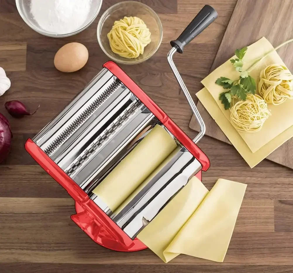 Ultimate Pasta Machine - Unique Patented Suction Base for No-Slip Use of Stainless Steel Pasta Roller Machine - 150