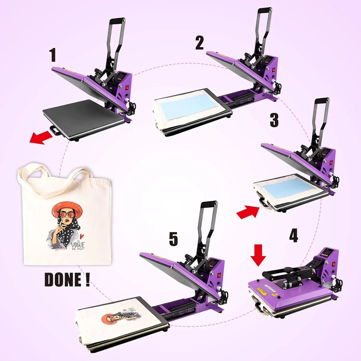 Heat Press 15x15 inch Digital Heat Press Machine, Slide Out Industrial Quality