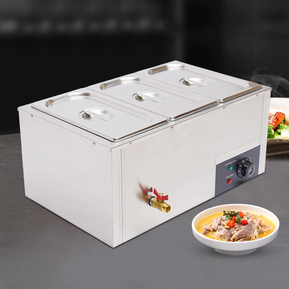 Restaurant Food Warmer, 3-Pan Buffet Steam Table, High Quality, 110V