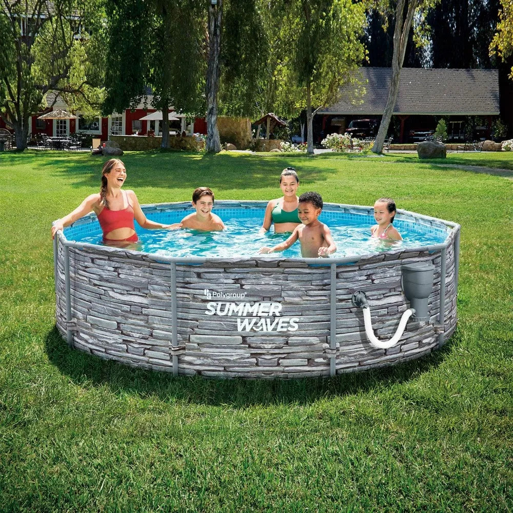 14' x 36" Active Frame Stone Slate Print Above Ground Swimming Pool. - Two Brothers DIY Store