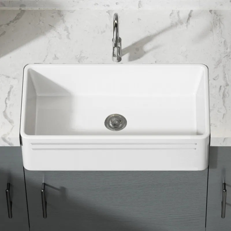 Farmhouse Kitchen Sink,,Reversible Single/Double Bowl - White