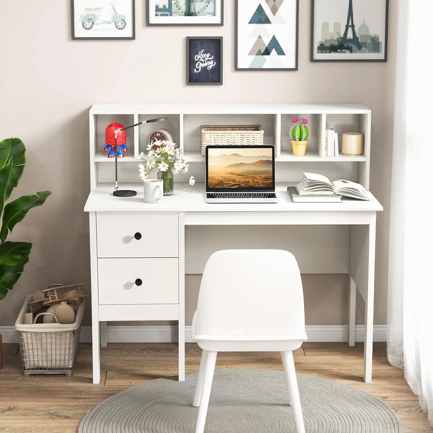 White Desk with Drawers & Hutch. - Two Brothers DIY Store