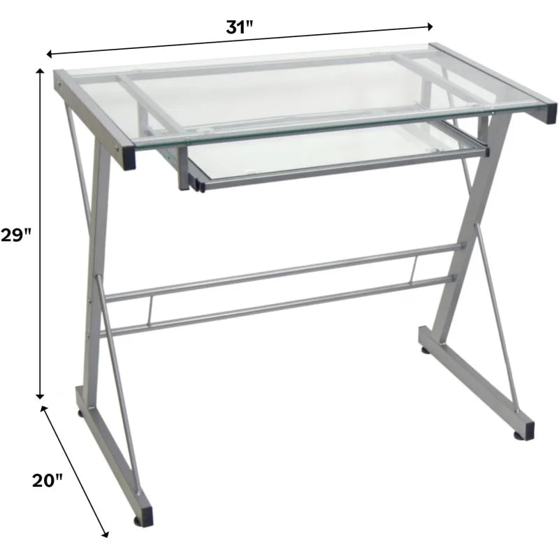 Metal And Glass Laptop Computer Desk. - Two Brothers DIY Store