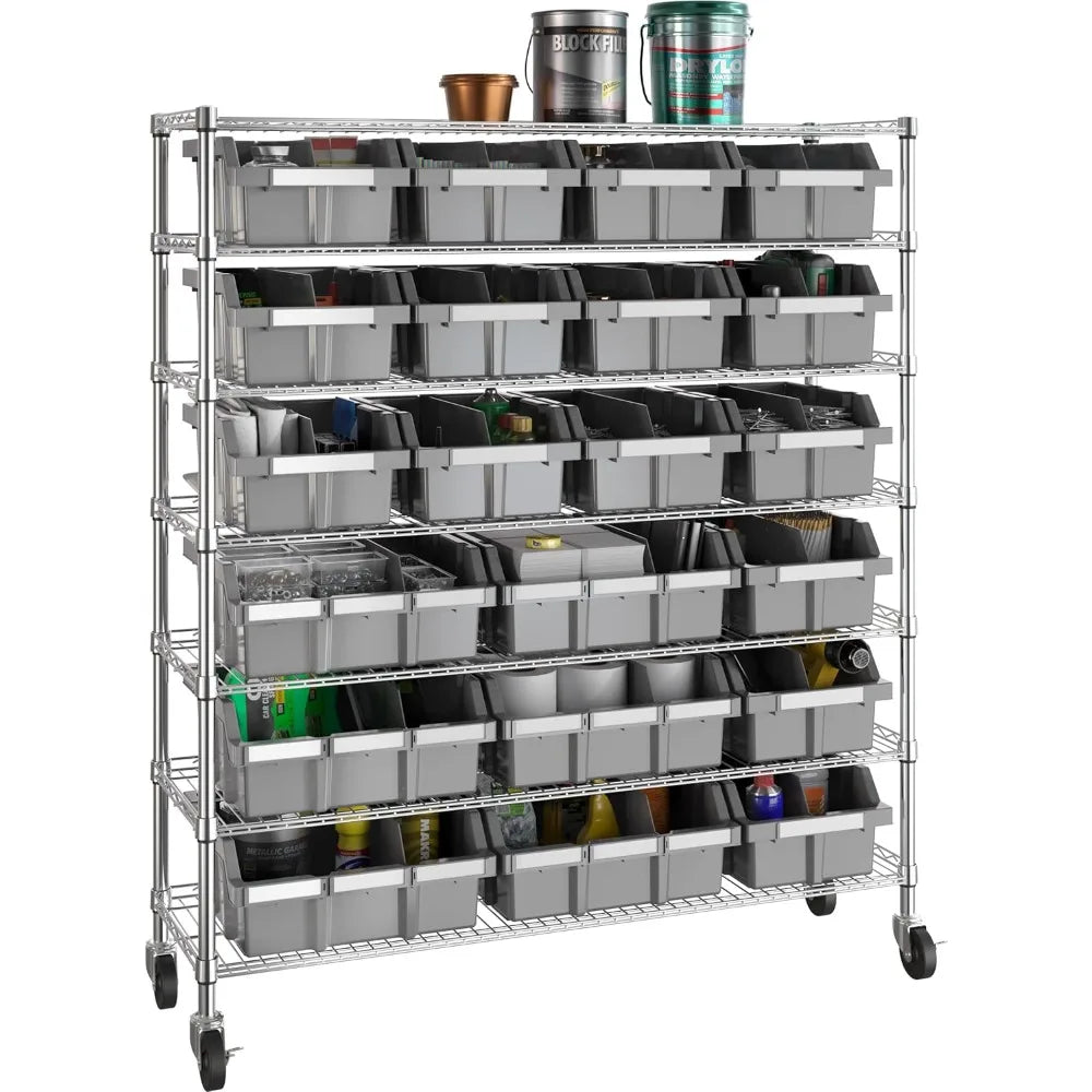 Heavy Duty NSF Bin Rack Solid Steel Wire Shelving Storage Unit, Patented Organizer for Garage, Warehouse, Office, Restaurant