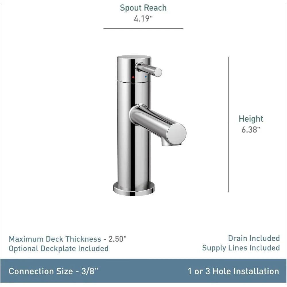 Bathroom Faucet  Modern Bathroom Faucet Align Brushed Nickel One-Handle  with Drain Assembly and Optional Deckplate