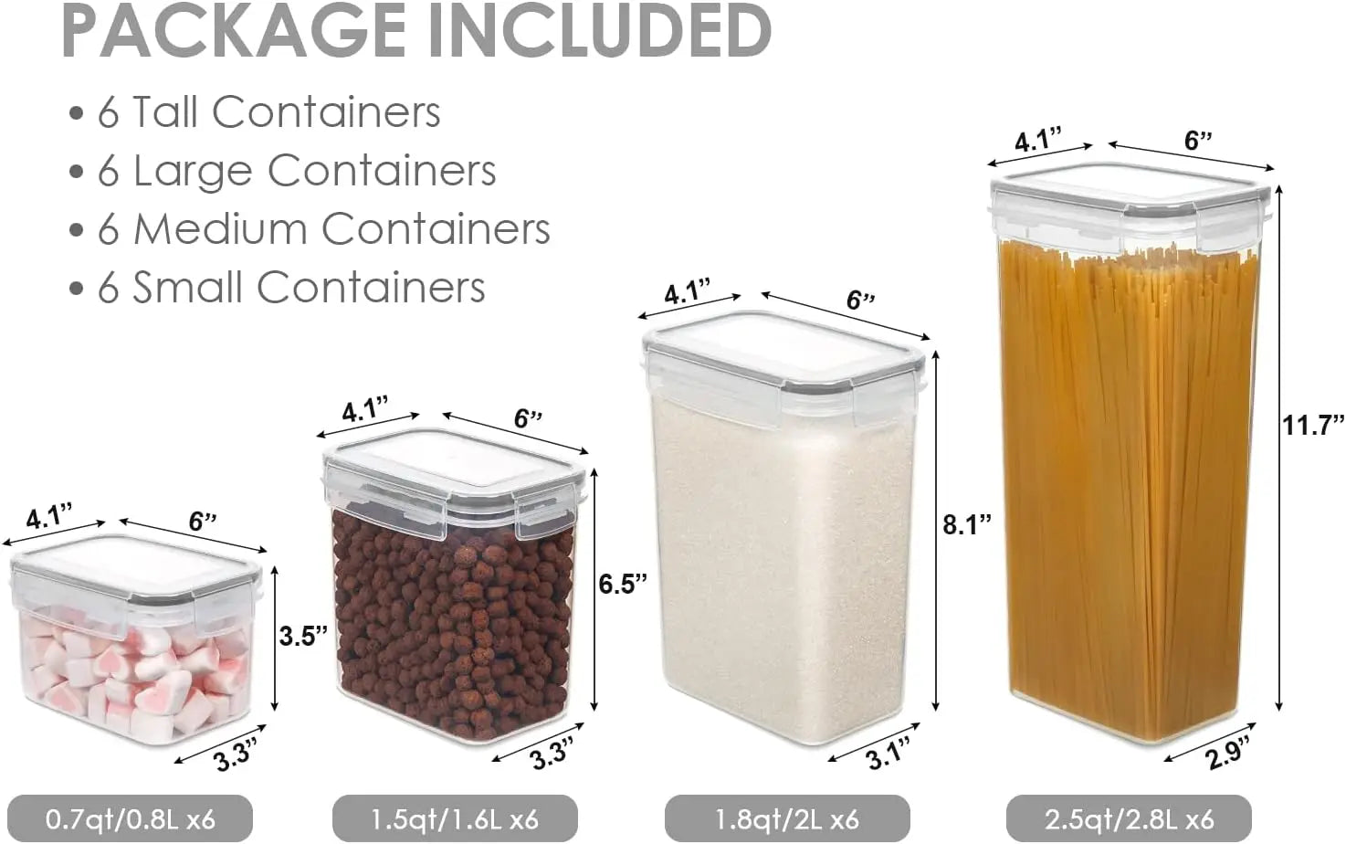 Airtight Food Storage Containers with Lids 24 pcs. Plastic Kitchen and Pantry Organization Canisters for Cereal Dry Food - Two Brothers DIY Store