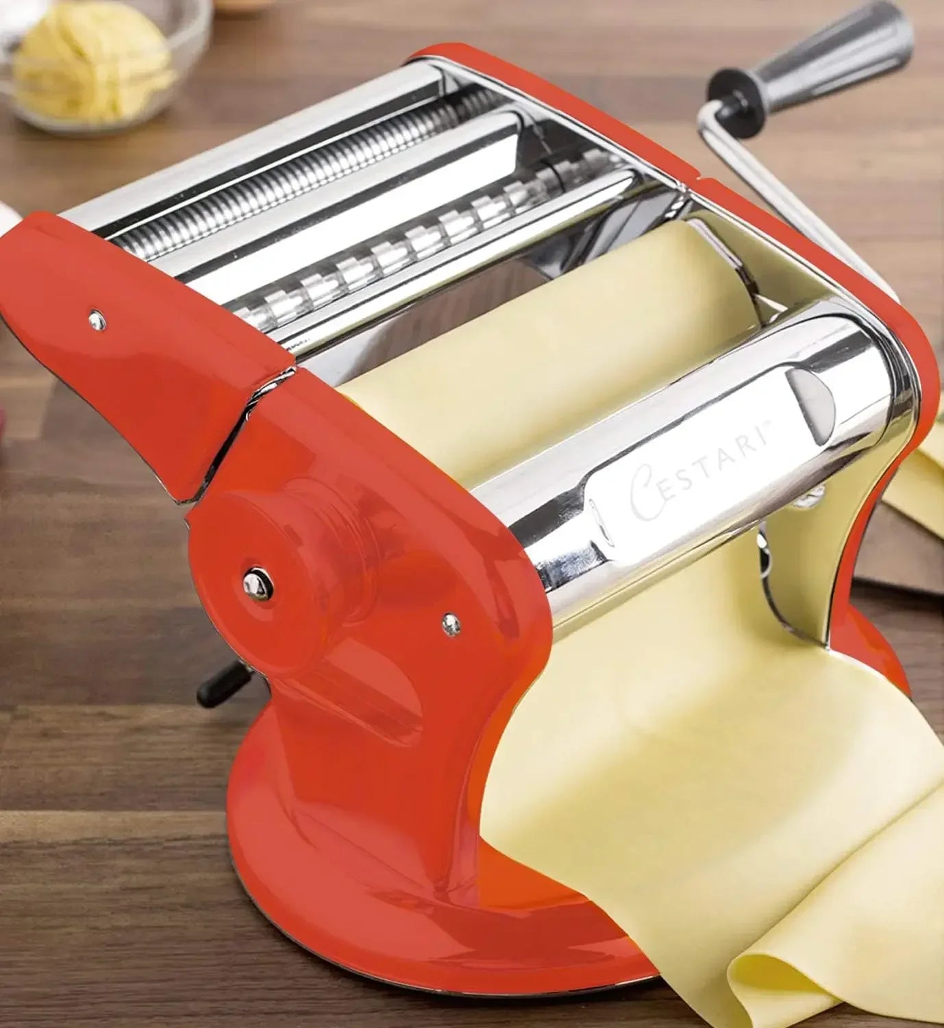 Ultimate Pasta Machine - Unique Patented Suction Base for No-Slip Use of Stainless Steel Pasta Roller Machine - 150