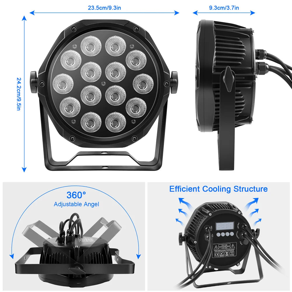 Yiflamefly 4 in 1 Stage Effect Par Light IP65 Waterproof Outdoor Flat Par Light 14x10W LED Beam Light for Wedding DJ Party