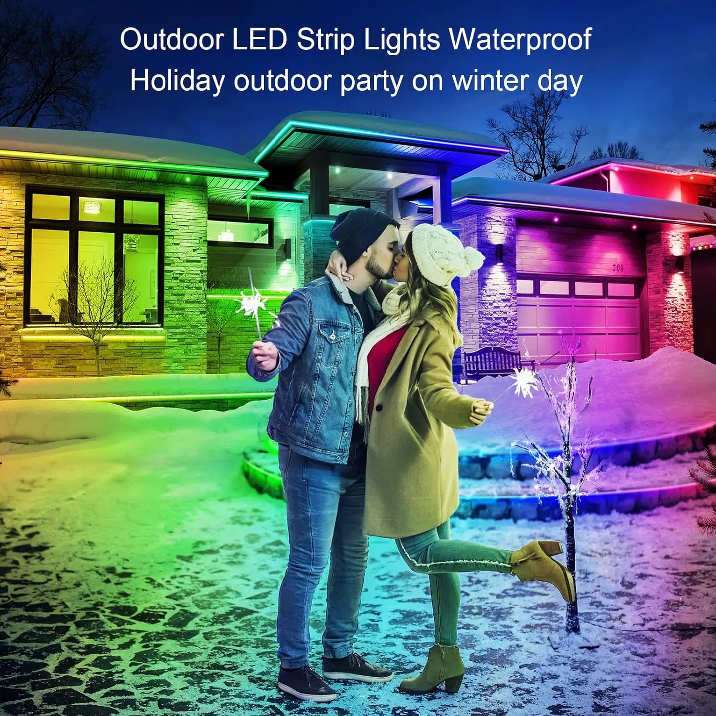 400ft Outdoor LED Strip Lights Waterproof,IP68 Outside Led Light Strips Waterproof with Bluetooth App Remote Control