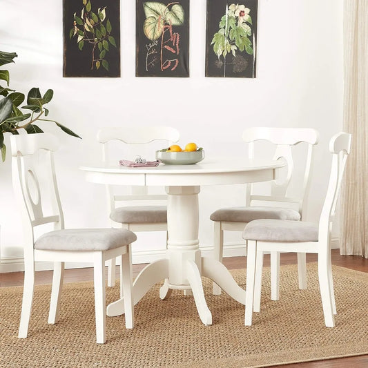 Dinning Tables and Chairs 5 Piece Lindsey Dining Set Chair Off-White/Gray Table Sets for Dining Room Bedroom Furniture Set Home