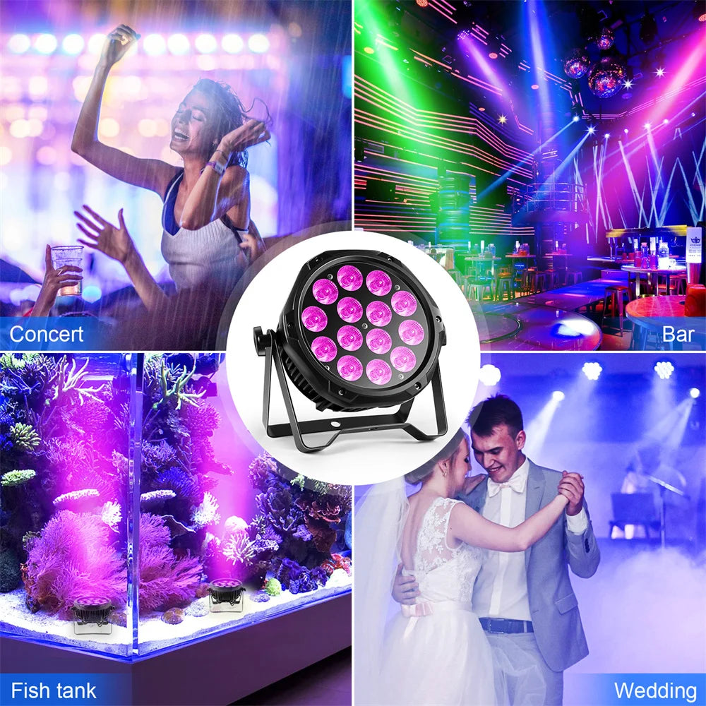 Yiflamefly 4 in 1 Stage Effect Par Light IP65 Waterproof Outdoor Flat Par Light 14x10W LED Beam Light for Wedding DJ Party