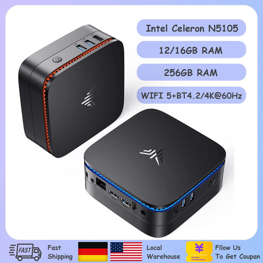 AK1PRO Mini PC Celeron N5105 2.9GHz 16GB RAM 512GB SSD M.2 Micro Desktop Computer 4K UHD HDMI X 2 for Business