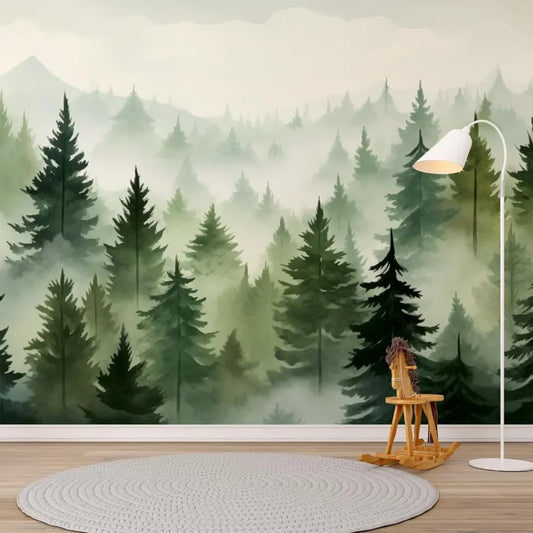 Watercolor Woodland Wallpaper, Kids Room and Nursery Forest Mural Decor, Peel and Stick and Vinyl, Removable Peel and Stick