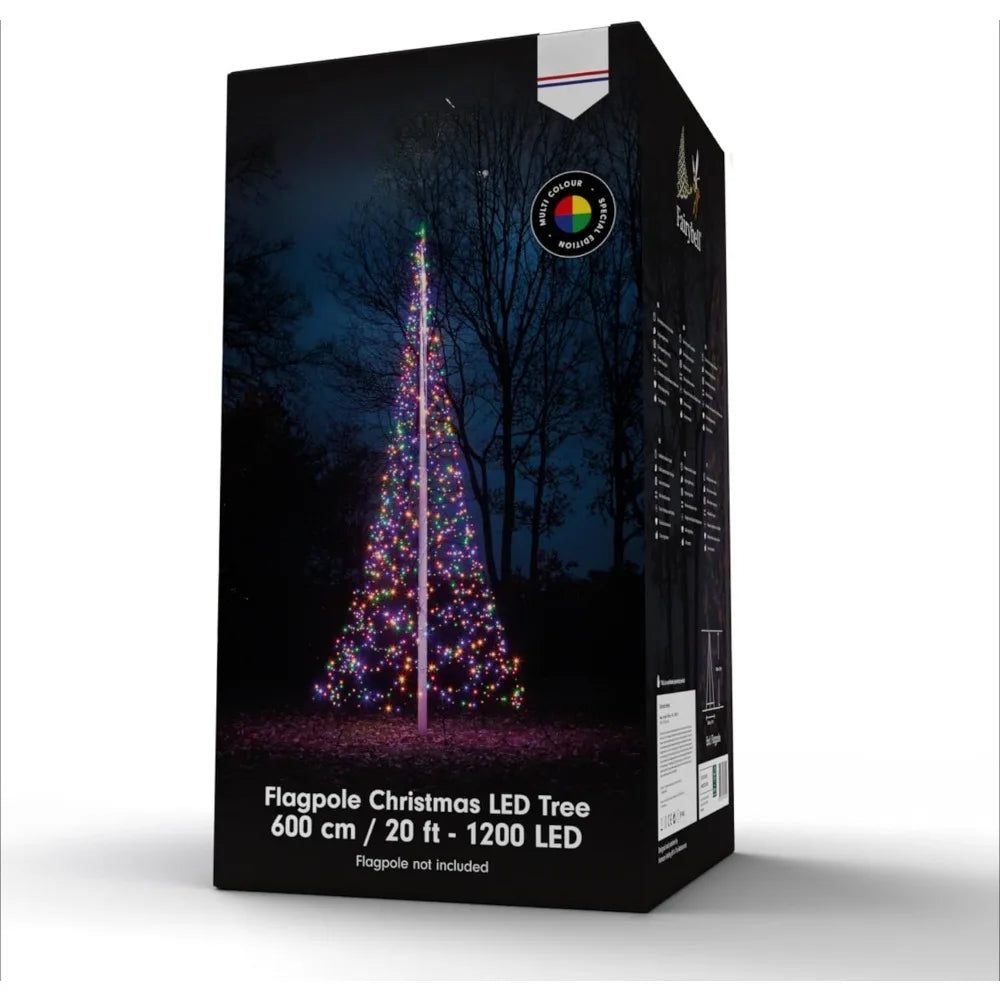 Flagpole LED Christmas Tree, 25ftOutdoor Christmas Decorations - 1,500 LED Tree ,Suitable for Existing Flagpoles,Large Xmas Tree