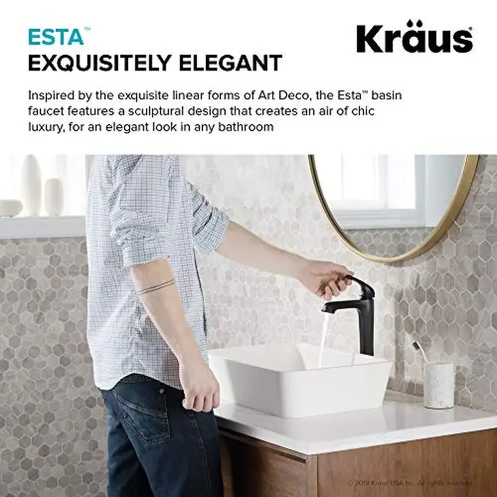 Single Handle Vessel Bathroom Faucet Brass Construction Pop-Up Drain Eco-Friendly Matte Black High Performance Aerator