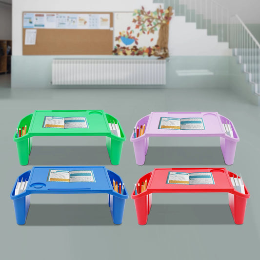 4 Pcs Kids Lap Desk Tray, Plastic Breakfast Laptop Trays with Side Pockets. - Two Brothers DIY Store