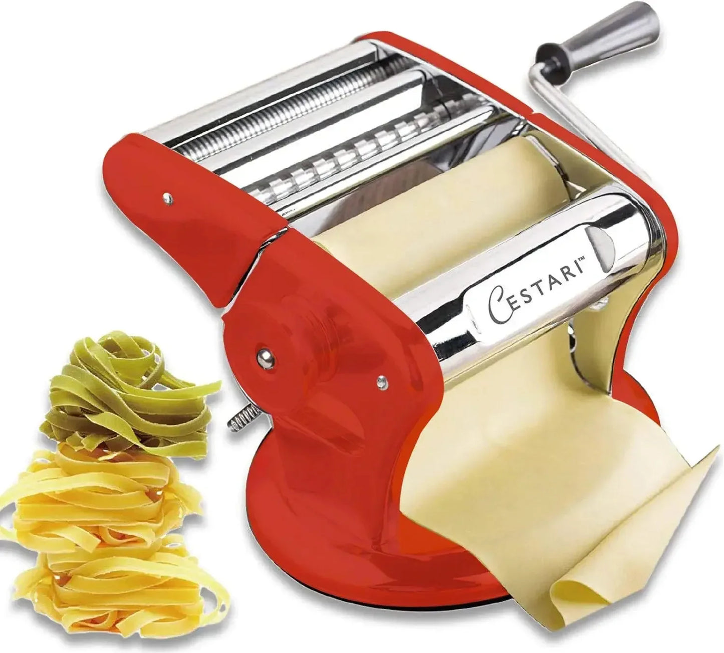 Ultimate Pasta Machine - Unique Patented Suction Base for No-Slip Use of Stainless Steel Pasta Roller Machine - 150