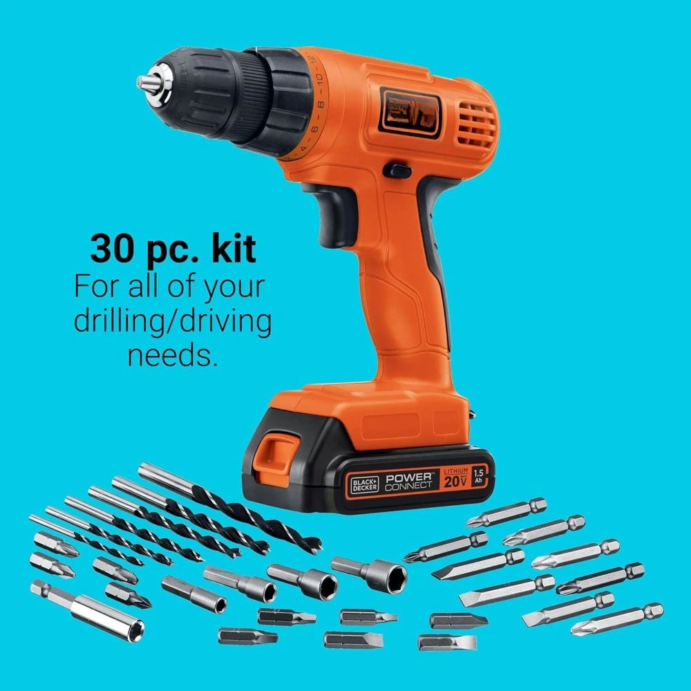 20V Cordless Drill/Driver + 30 Piece Bits and Drivers Kit - Two Brothers DIY Store