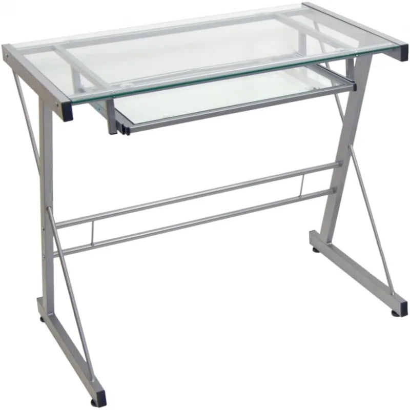 Metal And Glass Laptop Computer Desk. - Two Brothers DIY Store