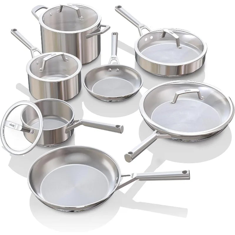 EverClad Stainless Steel Cookware 12 Piece Pots & Pans Set, All Stovetops & Induction, Oven Safe to 600°F. - Two Brothers DIY Store