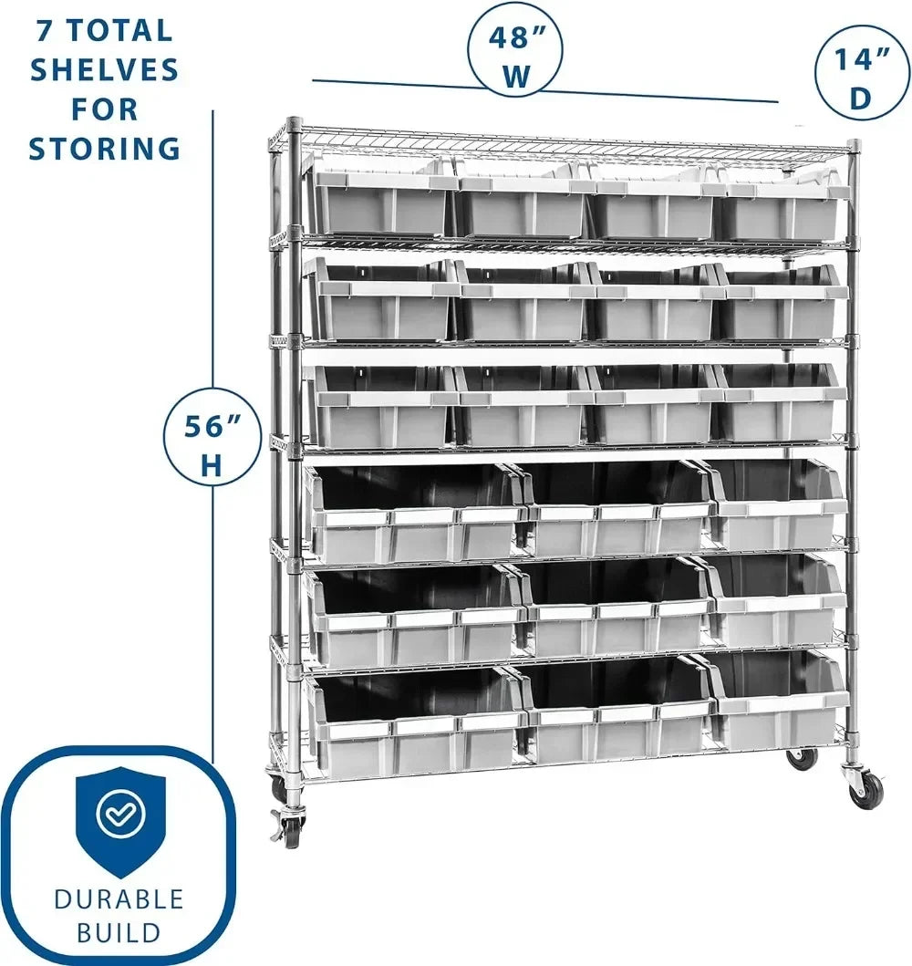 Heavy Duty NSF Bin Rack Solid Steel Wire Shelving Storage Unit Patented Organizer for Garage Warehouse Office Restaurant